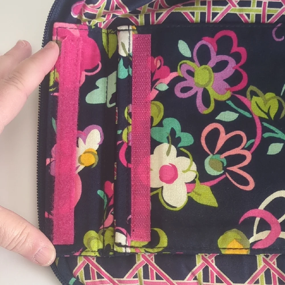Vera Bradley Black and Pink Tablet Sleeve with Floral Design and Zipper